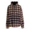 Blekad rutig långärmad hoodie ”Red White Black” 699223TMM059783