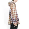 Blekad rutig långärmad hoodie ”Red White Black” 699223TMM059783