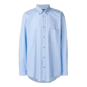 Bomullspoplin-skjorta med logo på ryggen ”Light Blue” 508465TWB044850
