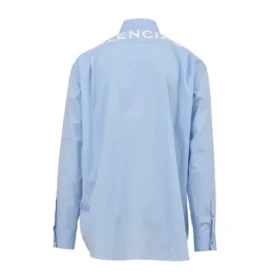 Bomullspoplin-skjorta med logo på ryggen ”Light Blue” 508465TWB044850