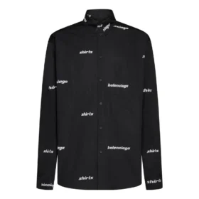 Bomullsskjorta med logotryck ”Black” 662983TOL651070