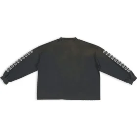 Broderad tröja med rund hals och BB-tryck på ärmen ”Washed Black White” 699191TMVG79034