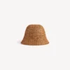 Buckethat i raffia för damer i beige
