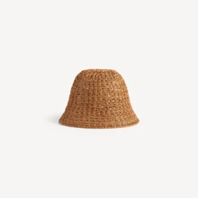 Buckethat i raffia för damer i beige