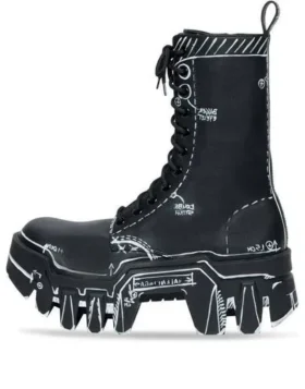Bulldozer snörstövlar ”Black Outline Calfskin” 672502WBEF21090