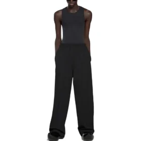 Byxor med elastisk midja och raka ben ”Black” 743903TNT391000