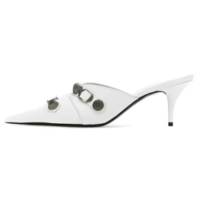 Cagole-mules med klackskor ”White Lambskin” 714253WAD4E9081