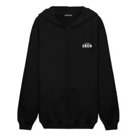 Crew-tröja med alfabettryck och dragkedja, unisex, svart 620974TIV751070