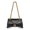Crush Small Chain Bag med krokodilprägling ”Black” 716351210IX1000