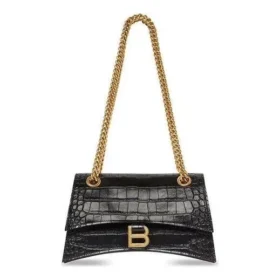Crush Small Chain Bag med krokodilprägling ”Black” 716351210IX1000