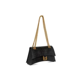 Crush Small Chain Bag med krokodilprägling ”Black” 716351210IX1000