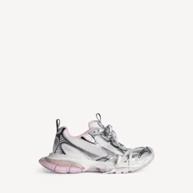 Dam-sneakers i storlek 3XL med genomskinlig gel-sula i vitt/rosa/svart