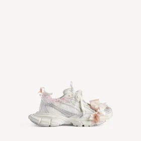 Dam-sneakers med snörning i storlek 3XL i vitt/ljusrosa