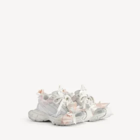 Dam-sneakers med snörning i storlek 3XL i vitt/ljusrosa