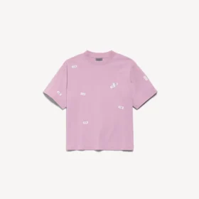 Dam-T-shirtar i medium passform med 520-klistermärkesmotiv i gammaldags rosa/vitt Dam-T-shirtar i medium passform med 520-klistermärkesmotiv i gammaldags rosa/vitt