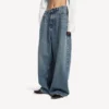 Dammjeans med lågt grenparti i smutsigt vintageblått Dammjeans med lågt grenparti i smutsigt vintageblått