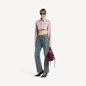 Dammjeans med normal passform i smutsigt vintageblått