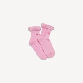 Damstrumpor med rosett i rosa/rött Damstrumpor med rosett i rosa/rött