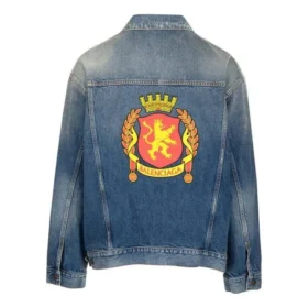 Denim-jackor med emblem på ryggen ”Blue” 697781TBP484455