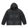 Denim-jackor med huva och knappar i blekt utseende ”Black” 724653TNW541129