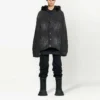 Denim-jackor med huva och knappar i blekt utseende ”Black” 724653TNW541129