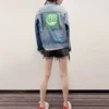 Denim-jackor med logo på ryggen ”Blue Green” 606170TDW144065