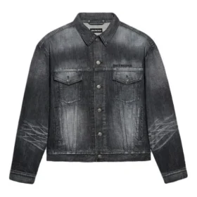Denim-jackor med logotyp på ryggen, stor passform, ”Fake Wash Black” 620728TIW435720