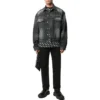 Denim-jackor med logotyp på ryggen, stor passform, ”Fake Wash Black” 620728TIW435720