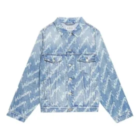 Denimjackor med logotyp i skrift över hela ytan ”Ljusblå Vit” 681690TJW904200