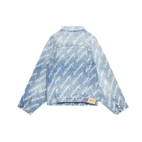 Denimjackor med logotyp i skrift över hela ytan ”Ljusblå Vit” 681690TJW904200
