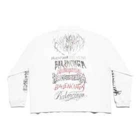 DIY-T-shirt i metall med långa ärmar, medium passform ”Vit Svart Röd” 699191TPVO29065