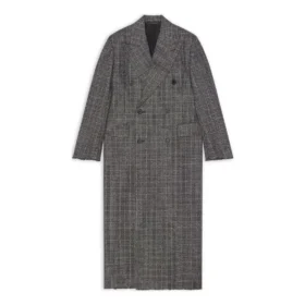 Dubbelknäppt rutig kappa ”Black Grey” 704488TMU021070