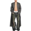 Dubbelknäppt rutig kappa ”Black Grey” 704488TMU021070