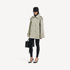 Dubbelknäppt trenchcoat för dam i ljusbeige
