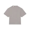 Enfärgad med alfabettryck, hål, rund hals, korta ärmar, unisex, grå 661715TKVD58174