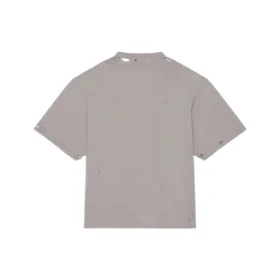 Enfärgad med alfabettryck, hål, rund hals, korta ärmar, unisex, grå 661715TKVD58174
