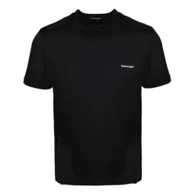 Enkel T-shirt med liten logotyp, rund hals och korta ärmar, unisex, svart 556151TYK281000