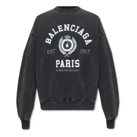 Est. 1917 College Logo Print Crewneck Sweatshirt ”Washed Black” 697869TMV991000