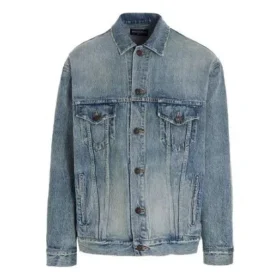 Est. 1917 College Logo Print Denimjackor Large Fit ”Washed Light Blue” 675207TJW795620