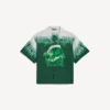 Extrem tie-dye-skjorta med korta ärmar för herr i grönt/vitt