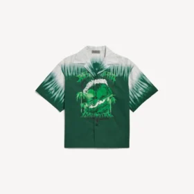 Extrem tie-dye-skjorta med korta ärmar för herr i grönt/vitt