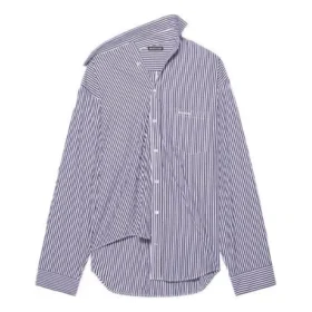 FW21 randig långärmad skjorta mörkblå 663034TIM368502