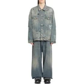 Graffiti-Denim-jackor ”Ljusblå” 721708TOW664036