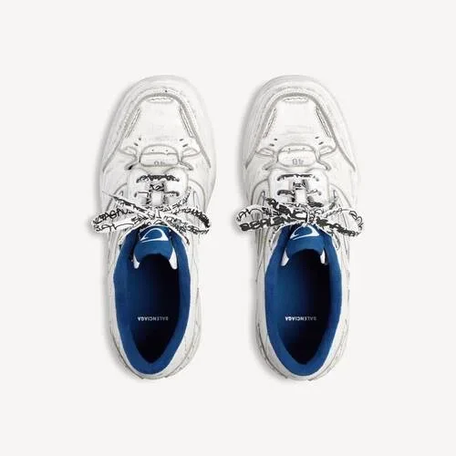 Hamptons-sneakers för herr i slitet utseende, i vitt/mörkblått/grått Hamptons-sneakers för herr i slitet utseende, i vitt/mörkblått/grått