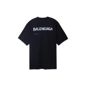 Handritad Balenciaga-T-shirt i stor storlek ”Black” 641675TOVO51070