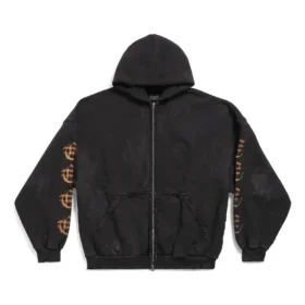 Heavy Metal-luvtröja med dragkedja, oversized ”Black Faded” 744444TOVD91055