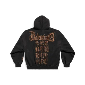 Heavy Metal-luvtröja med dragkedja, oversized ”Black Faded” 744444TOVD91055