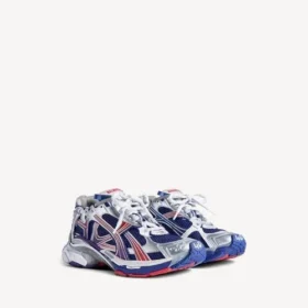 Herr-Runner-Sneakers i marinblått/rött/grått med färgövergång