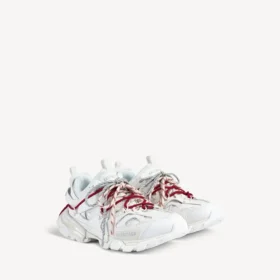 Dam-sneakers med snörning för löpning och terränglöpning i vitt/rött/grått/svart