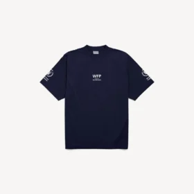 Herr-T-shirt i marinblått med WFP-motiv och medium passform